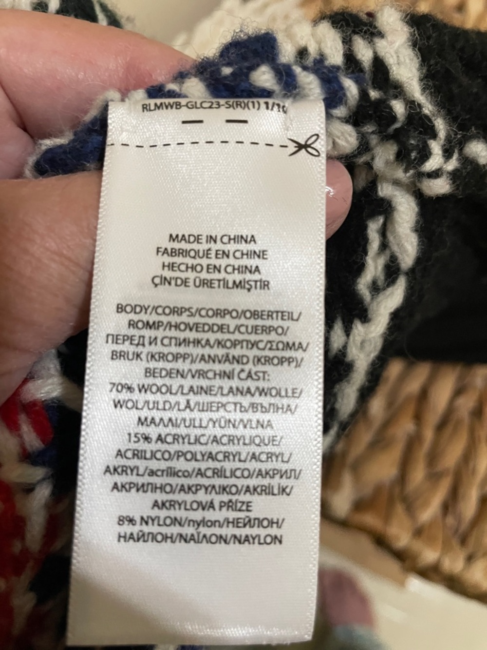 Polo by Ralph Lauren Black, White, Red & Navy Fair Isle Shawl Cardigan - Picture 15 of 16